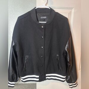 Steve Madden Black Varsity Jacket with White Accents